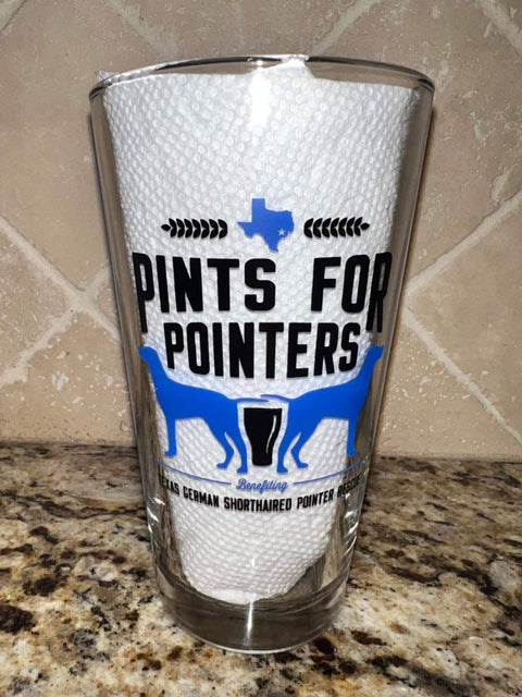 Houston Area Pints For Pointers - 16oz Pint Glass Blue